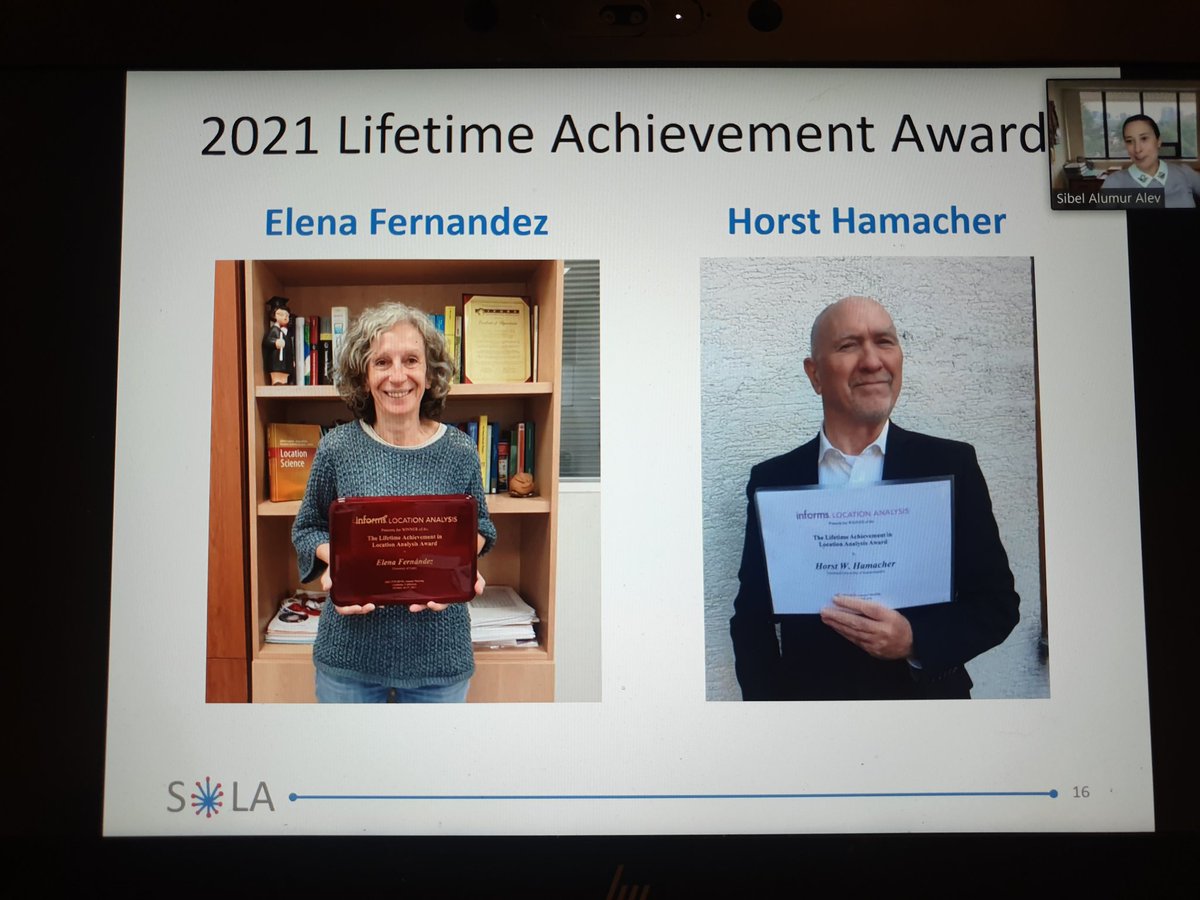 ILjubic's tweet image. Congrats to Elena Fernandez and Horst Hamacher for being awarded 2021 Lifetime Achievement Award in Location Analysis at the @INFORMS_Sola meeting of #informs2021

#orms