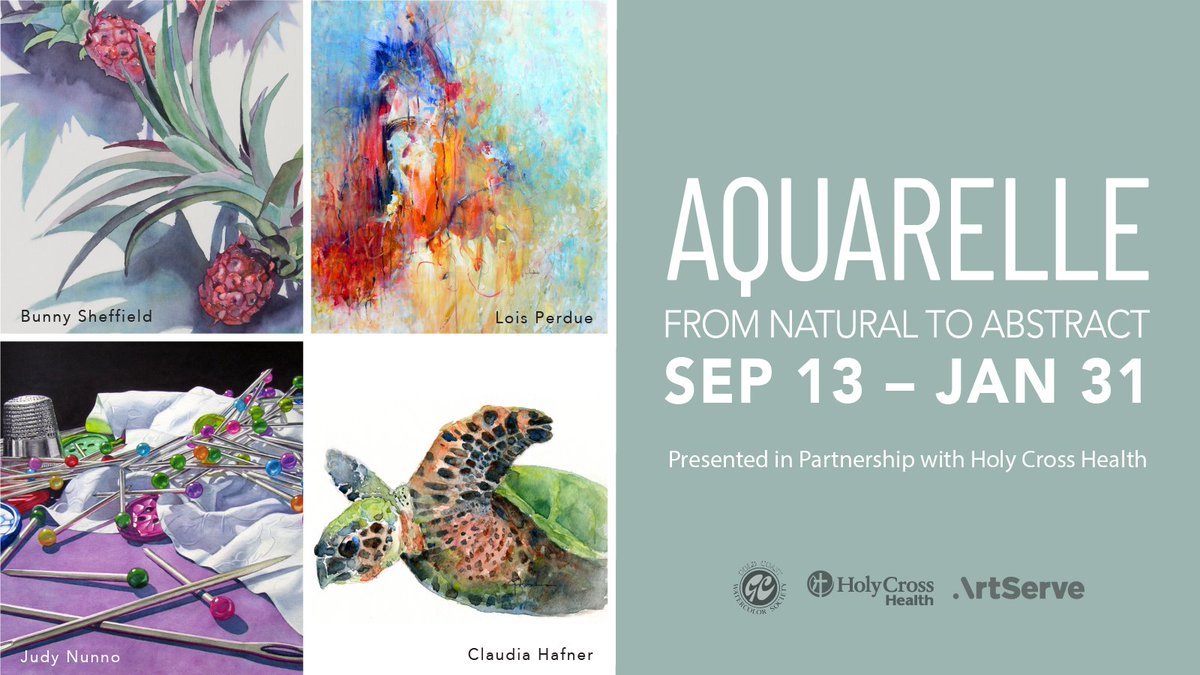 AQUARELLE features exceptional works by 12 South Florida female artists, all members of the Gold Coast Watercolor Society, who are fostering the advancement of women in the arts in partnership with Holy Cross Health Fl. To learn more, visit ow.ly/UYn450Gj0yg