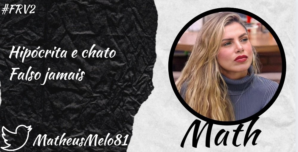 famareality's tweet image. Vem aí nosso Terceiro participante do #FRV2 @MatheusMelo81  

Saiba um pouco sobre o Math 

Math sempre se destaca nos Realitys que participa 

BEM VINDO MATH 

Quem aqui é #TeamMath ?
