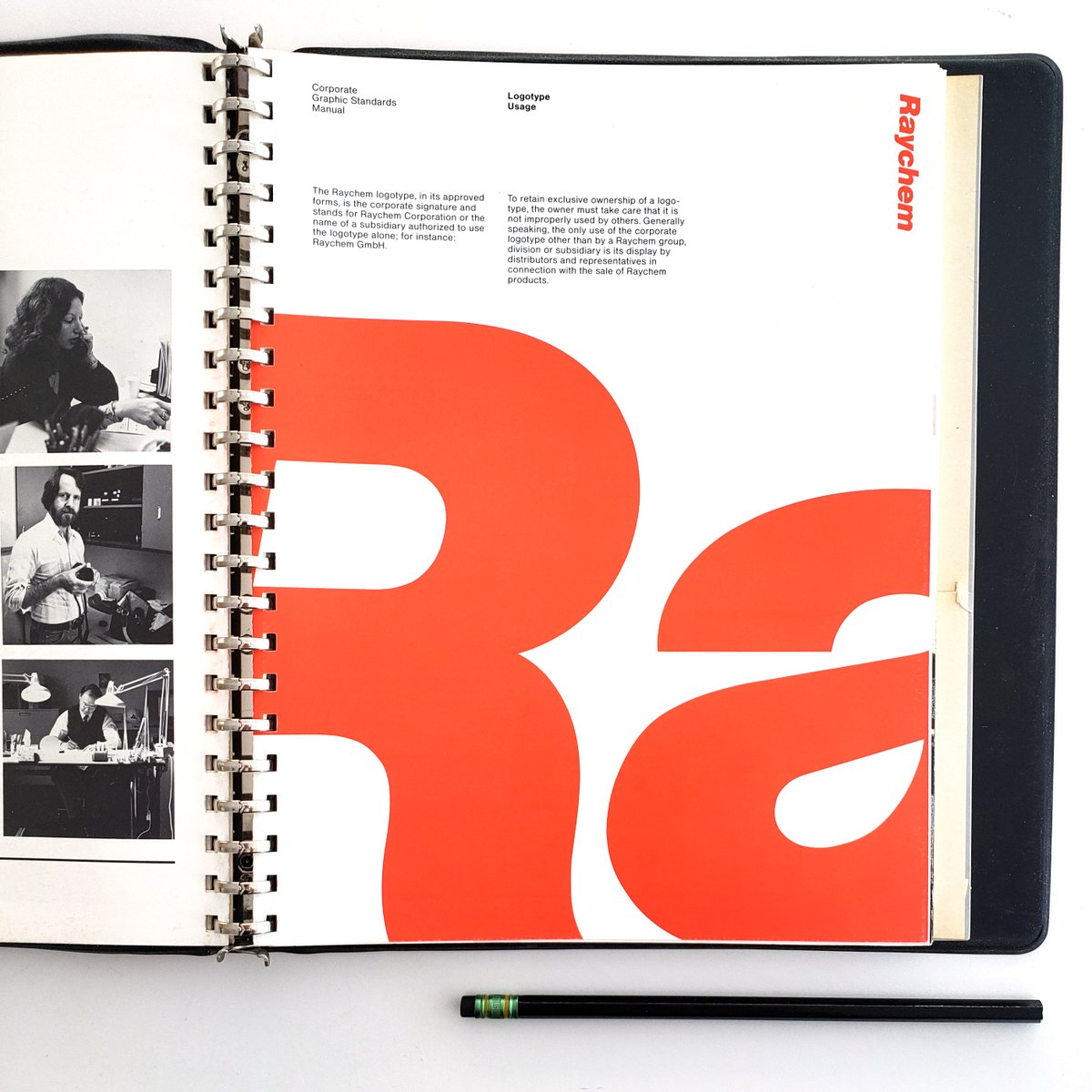 VignelliCenter's tweet photo. It's #manualsmonday! (almost) Every Monday an excerpt from a #standardsmanual from the #archives. 1981 Corporate Graphics Standards for #Raychem, #design #JohnRieben #DesignArchives More: https://t.co/3R1fQO8VzP https://t.co/MMmqCXUPwB