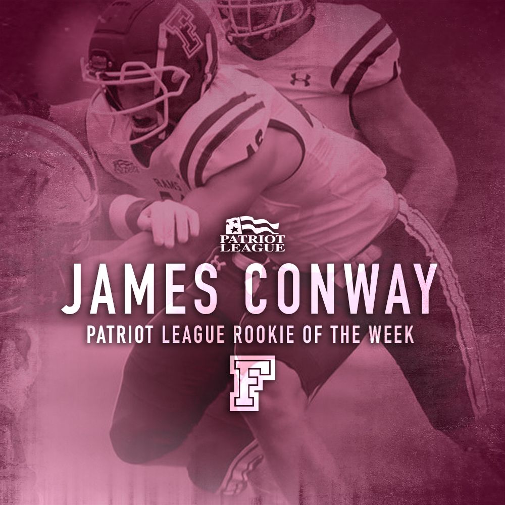 FORDHAMFOOTBALL's tweet photo. Congratulations to QB TIM DEMORAT for receiving the Patriot League Offensive Player of the week &amp; LB JAMES CONWAY  Patriot League Defensive Player of the week honors for their performances vs  Lehigh this past weekend! 🐏🏈

#RAMILY https://t.co/mmJ1c09Sir