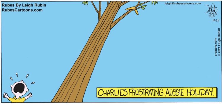 RubesCartoons's tweet photo. Whatβs up, mate?
#peanuts #charliebrown #boomerang #cartoon #cartoonist #cartooning #peanutscharacters #youreagoodmancharliebrown #frustration #australia #downunder #aussieholiday #aussie https://t.co/twbAEg0iVi
