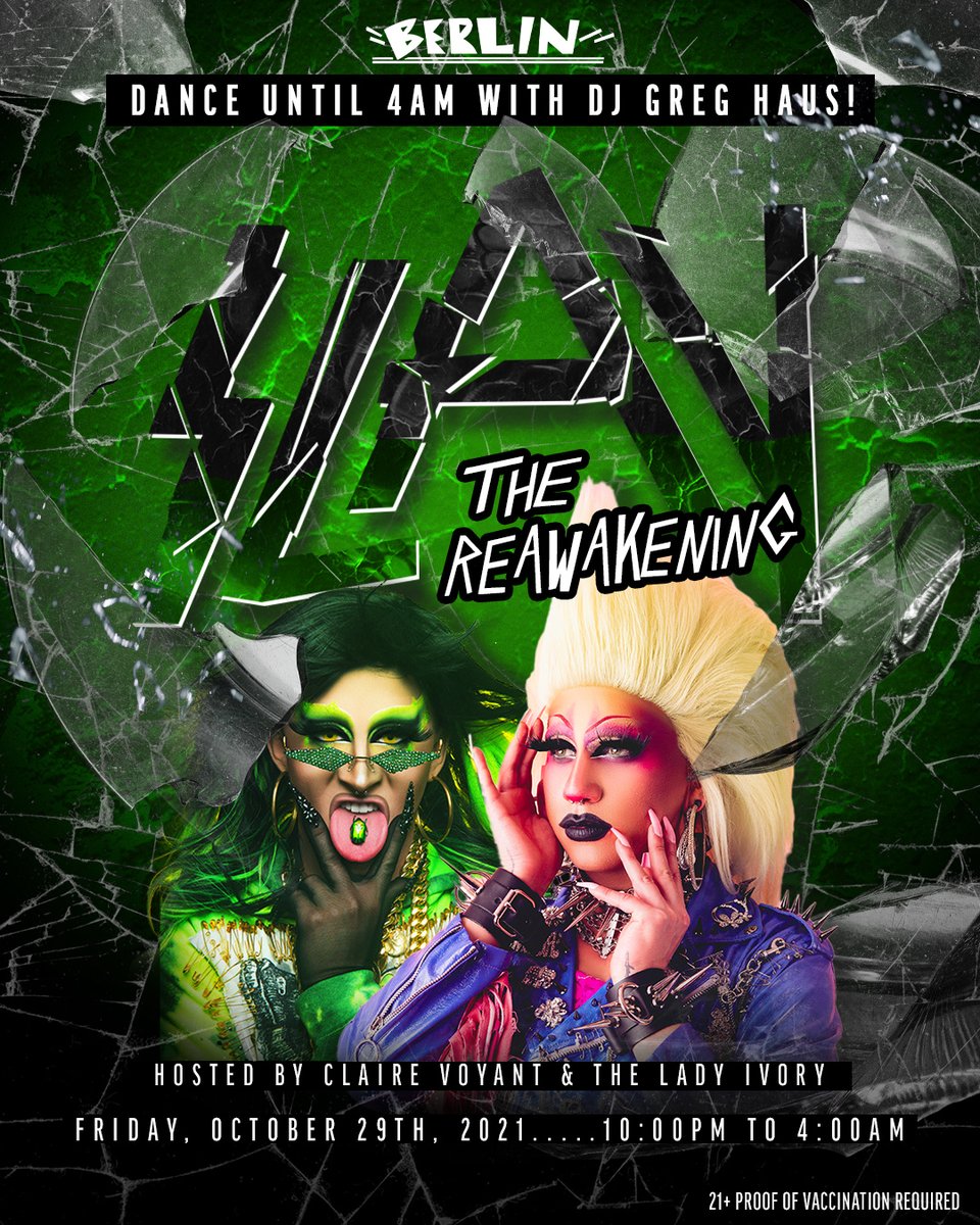 FRIDAY, OCTOBER 29 // 10 pm-4 am

😱 SLAY! returns, hosted by <a href="/_claire_voyant/">Claire Voyant</a> and <a href="/TheLadyIvory/">lactose intolerant</a>!
🔪 Don't miss this celebration of classic and contemporary horror!
🎶 Music all night from DJ <a href="/greghaus/">Greg Haus</a>