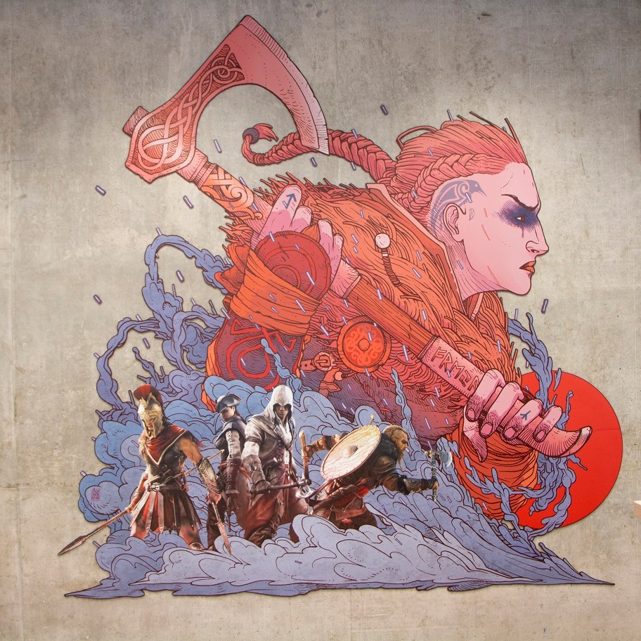 Loving this @UbiBarcelona wall art that celebrates their work in the Assassin's Creed games 🎨🔥 https://t.co/UyVLl2O3zW