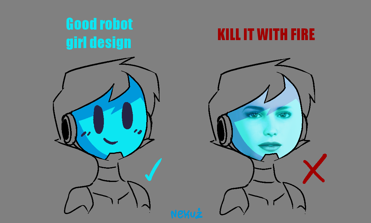 Neku_ZX's tweet photo. Good robot girl design vs bad robot girl design. https://t.co/GL0JcYLBic