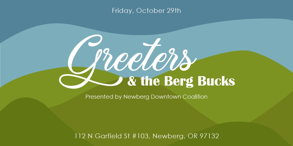 CVC_Commerce's tweet photo. This weeks Greeters will be with the Newberg Downtown Coalition! They'll be presenting the Berg Bucks!

#greeters #event #supportlocal #bergbucks #newbergdowntowncoalition #chehalemchamberofcommerce #chehalemvalley #chehalemvalleychamber https://t.co/PH1HVQMZ0o