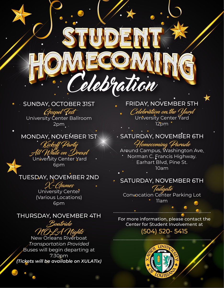 XUHOMECOMING23's tweet photo. XAVIER UNIVERSITY OF LOUISIANA HOMECOMING: THE REWIND ⏪ https://t.co/zf46CJL2vj