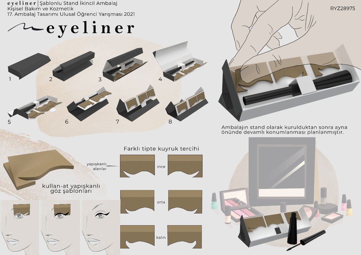 markutworks's tweet image. Eyeliner | Şablonlu Stand İkincil Ambalaj Tasarımı ile 17. Ambalaj Tasarımı Ulusal Öğrenci Yarışması'nda sertifika kazanan finalistlerden ekip arkadaşımız Zeynep Yarar'ı kutluyor, başarılarının daim olmasını diliyoruz! 🎈

#packaging #ambalaj #packagingfair  #avrasyaambalajfuarı