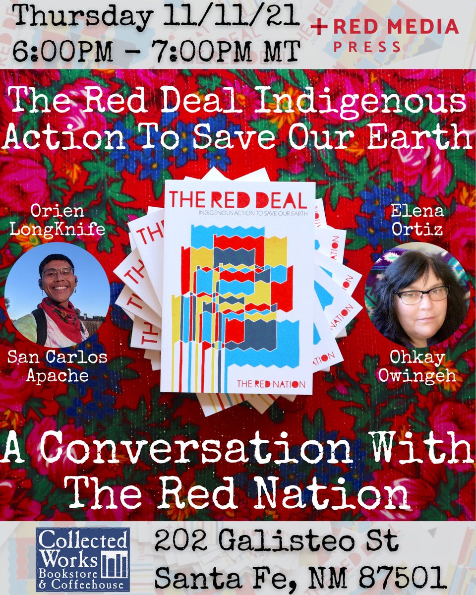 redmediapr's tweet photo. Join us Thursday November 11 6-7PM MT in person or on Zoom for this book event!
The Red Deal: Indigenous Action To Save Our Earth by @The_Red_Nation
A conversation between members of The Red Nation!
Zoom registration and event info: https://t.co/sR1jGul9yT https://t.co/Wdpe2Wzdkw