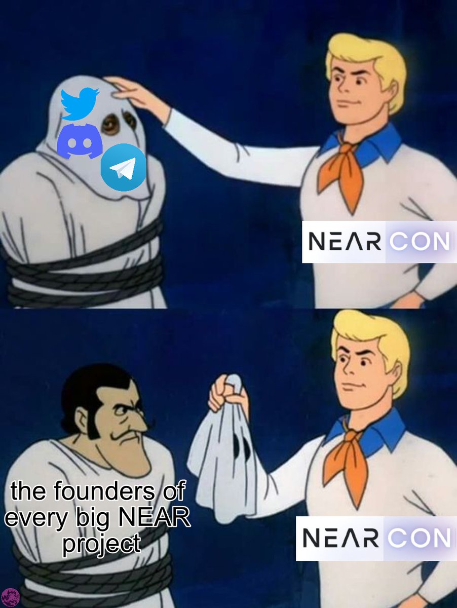 NEARosis's tweet photo. That brings us to the closing of this fine #MemeDropMonday🥰

Finally putting the faces to the telegram handles has been a fun game! Can't wait to make more friends at #NEARCON Day 1 tomorrow😇✌️ https://t.co/OnShvhmShP
