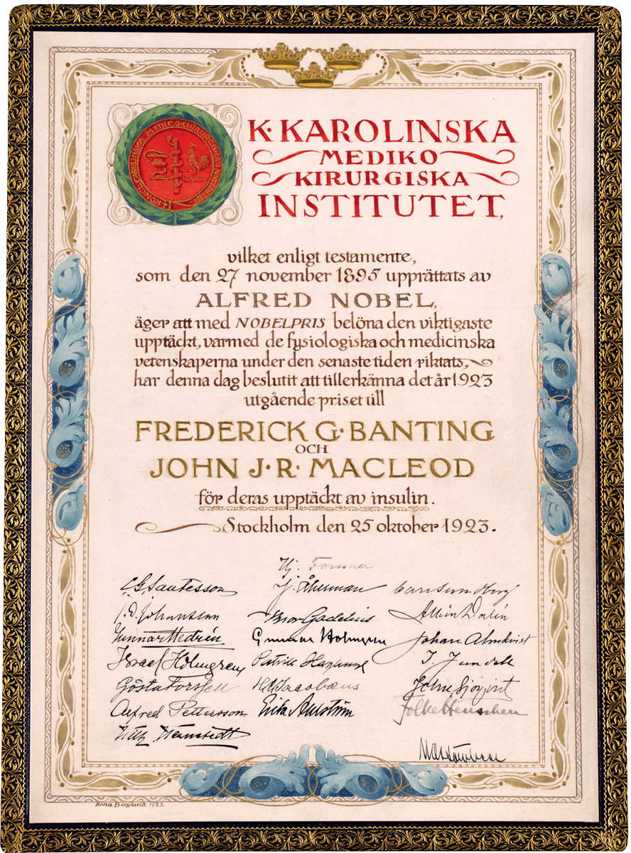 University of Toronto (@uoft) on Twitter photo #OTD in 1923, Dr. Frederick Banting & Dr. J.J.R. Macleod of #UofT were awarded the <a href="/NobelPrize/">The Nobel Prize</a> in Physiology or Medicine for their discovery of insulin. #Insulin100 🏆 uoft.me/insulin100 #OTD in 1923, Dr. Frederick Banting & Dr. J.J.R. Macleod of #UofT were awarded the <a href="/NobelPrize/">The Nobel Prize</a> in Physiology or Medicine for their discovery of insulin. #Insulin100 🏆 uoft.me/insulin100