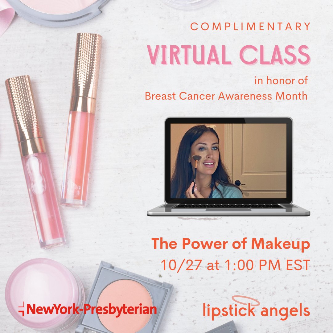 Lipstick Angels (@lipstickangels) on Twitter photo Last chance!! This Wed. 10/27, is our "Power of Makeup" virtual class with <a href="/nyphospital/">NewYork-Presbyterian</a> for their #BreastCancerAwarenessMonth campaign! If you or a loved one is living with cancer & would like to attend, please email info@lipstickangels.org to request the Zoom links.❤️#NYP Last chance!! This Wed. 10/27, is our "Power of Makeup" virtual class with <a href="/nyphospital/">NewYork-Presbyterian</a> for their #BreastCancerAwarenessMonth campaign! If you or a loved one is living with cancer & would like to attend, please email info@lipstickangels.org to request the Zoom links.❤️#NYP