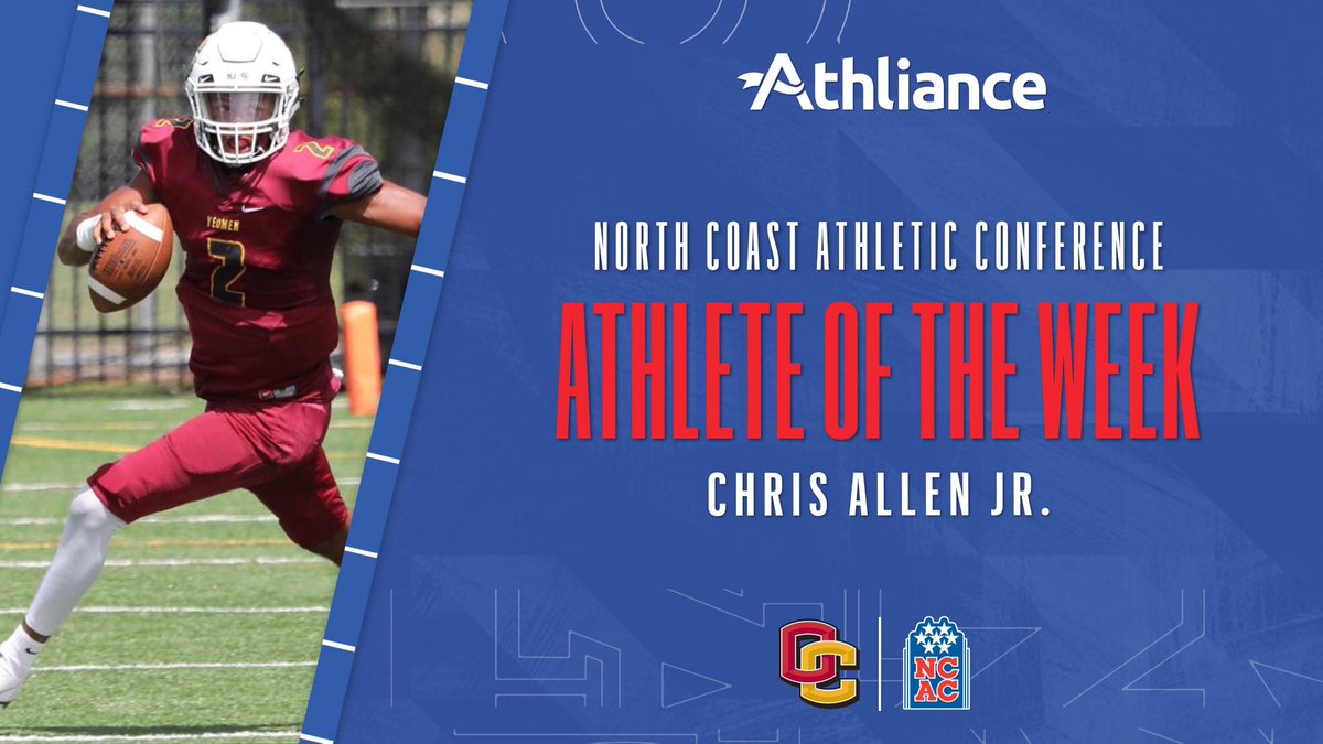 NCAC's tweet photo. NCAC Football Offensive Athlete of the Week

Chris Allen Jr., @Yeo_Athletics https://t.co/TWJsFQPzAa