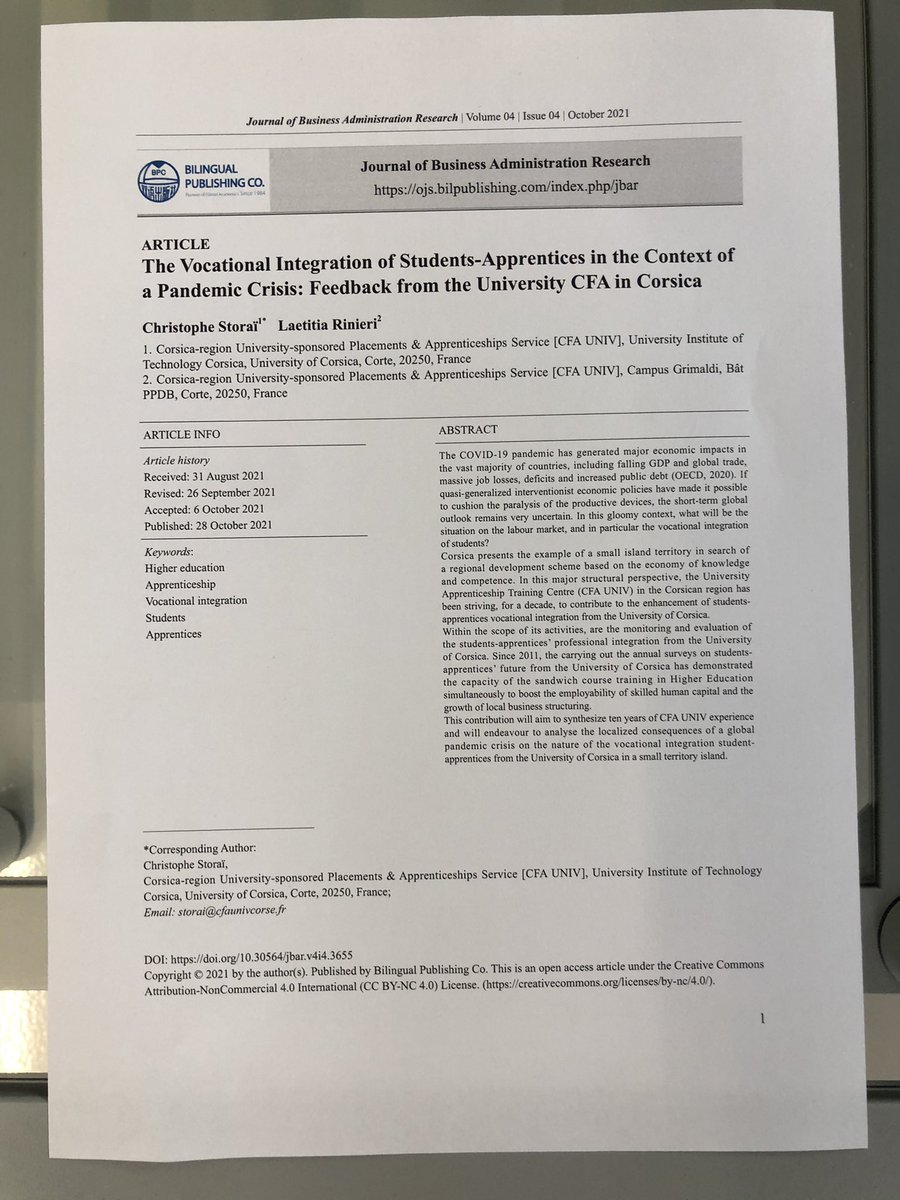 samprasrafter's tweet image. Le CFA UNIV @cfaunivcorse publie son enquête d’insertion des étudiants-alternants diplômés en juillet 2020 #alternance #voieexcellence #passerelleversemploi