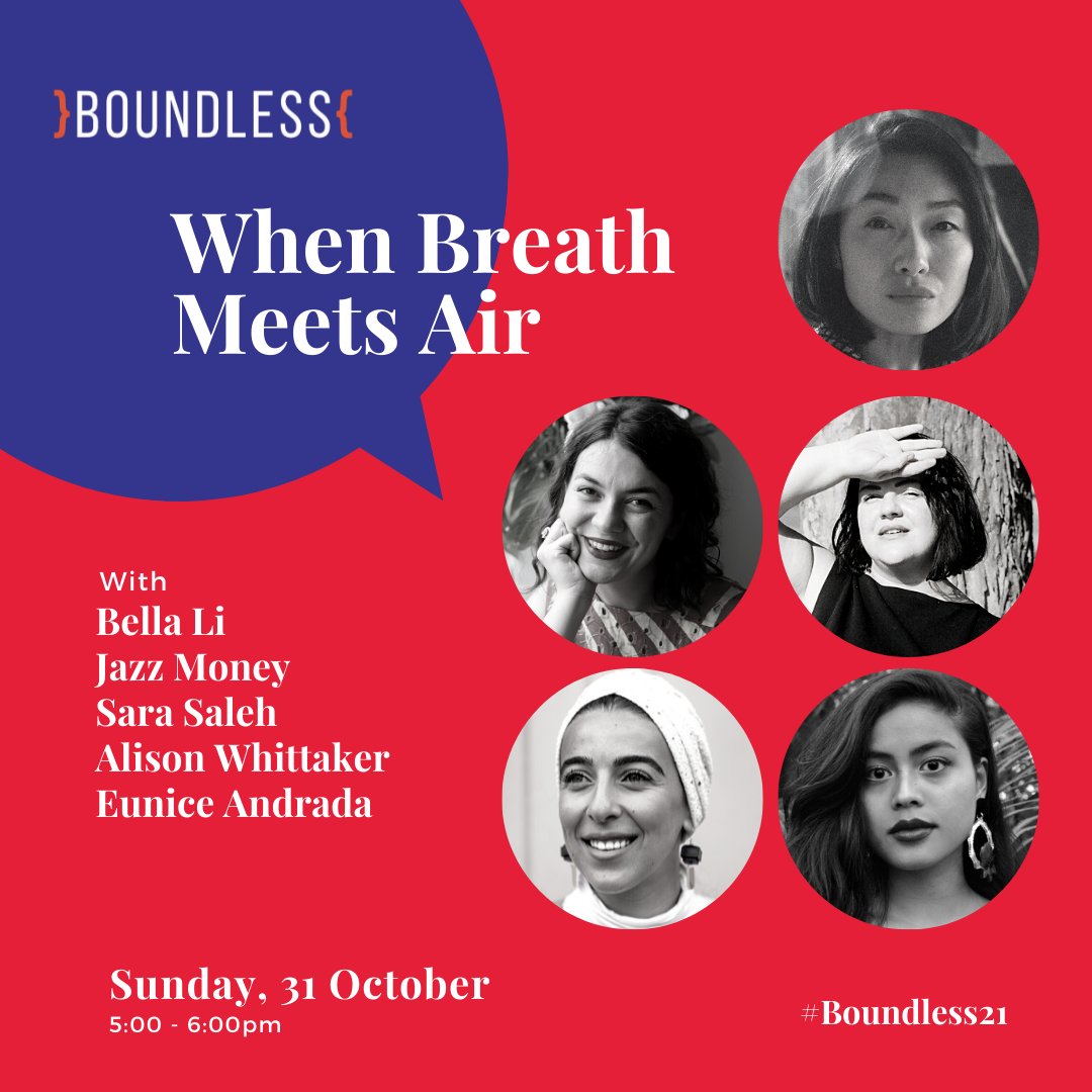 writingNSW's tweet photo. 'When Breath Meets Air'  aims to showcase the power of the spoken word and to highlight why we should believe in the tiniest shakings, in the smells dispersing, in the tingling moments between breath and between air.

Register today! https://t.co/IBxpdsf6qS https://t.co/FjR9TKSXoT