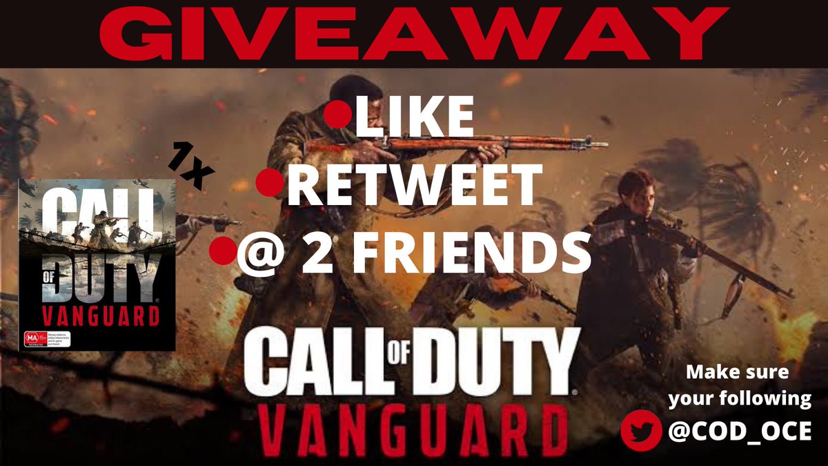 PokemonTCGPC's tweet photo. ⭕️GIVE AWAY TIME⭕️

We are giving away a copy of the new @CallofDuty game #Vanguard 

For your chance to win: 
-Like
-Retweet 
-@ 2 friends in comments 
-MAKE SURE YOUR FOLLOWING @COD_OCE 

@CallofDuty_ANZ @CODWW2Vanguard @cod_goats @ConquerorsCup #giveaway #cod #callofduty https://t.co/YfTghD1hkG