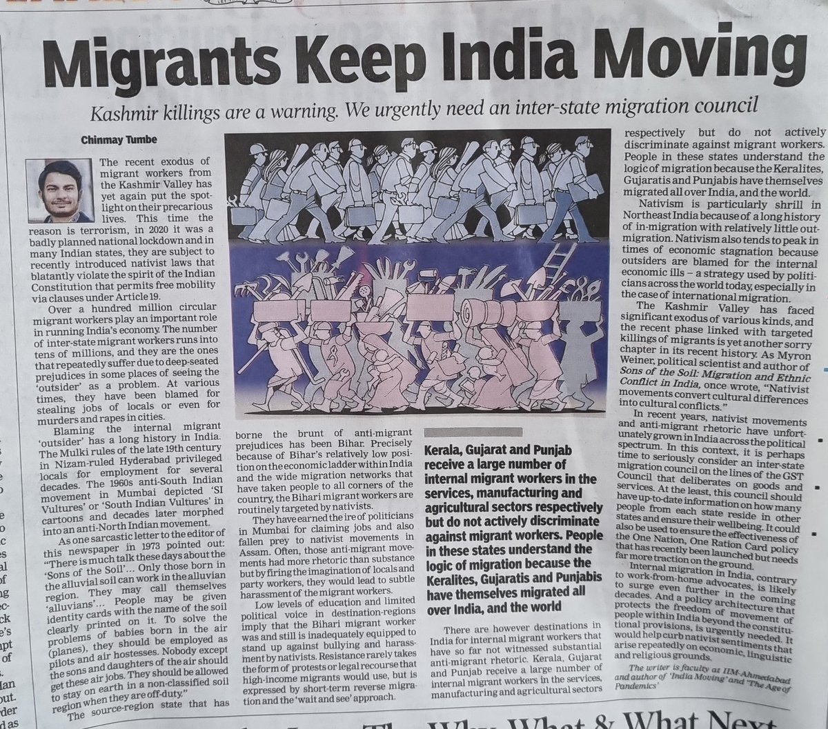 My piece in today's TOI on the need for an inter state migration council. #IndiaMoving