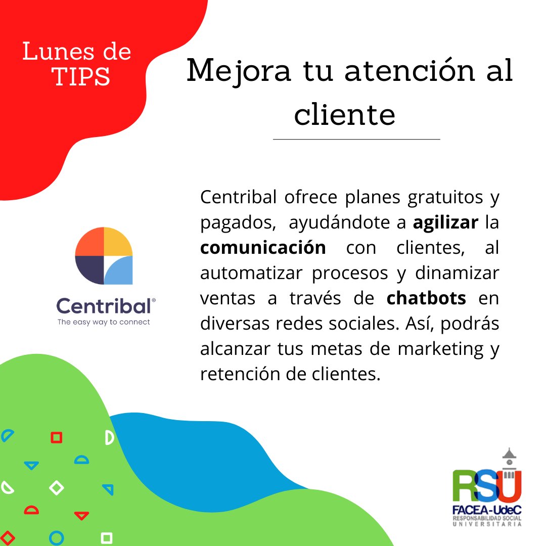 Para este #LunesDeTips destacamos a Centribal como opción para incorporar chatbots en la atención al cliente de tu negocio 🤩 #RSUFacea #chatbots #marketing