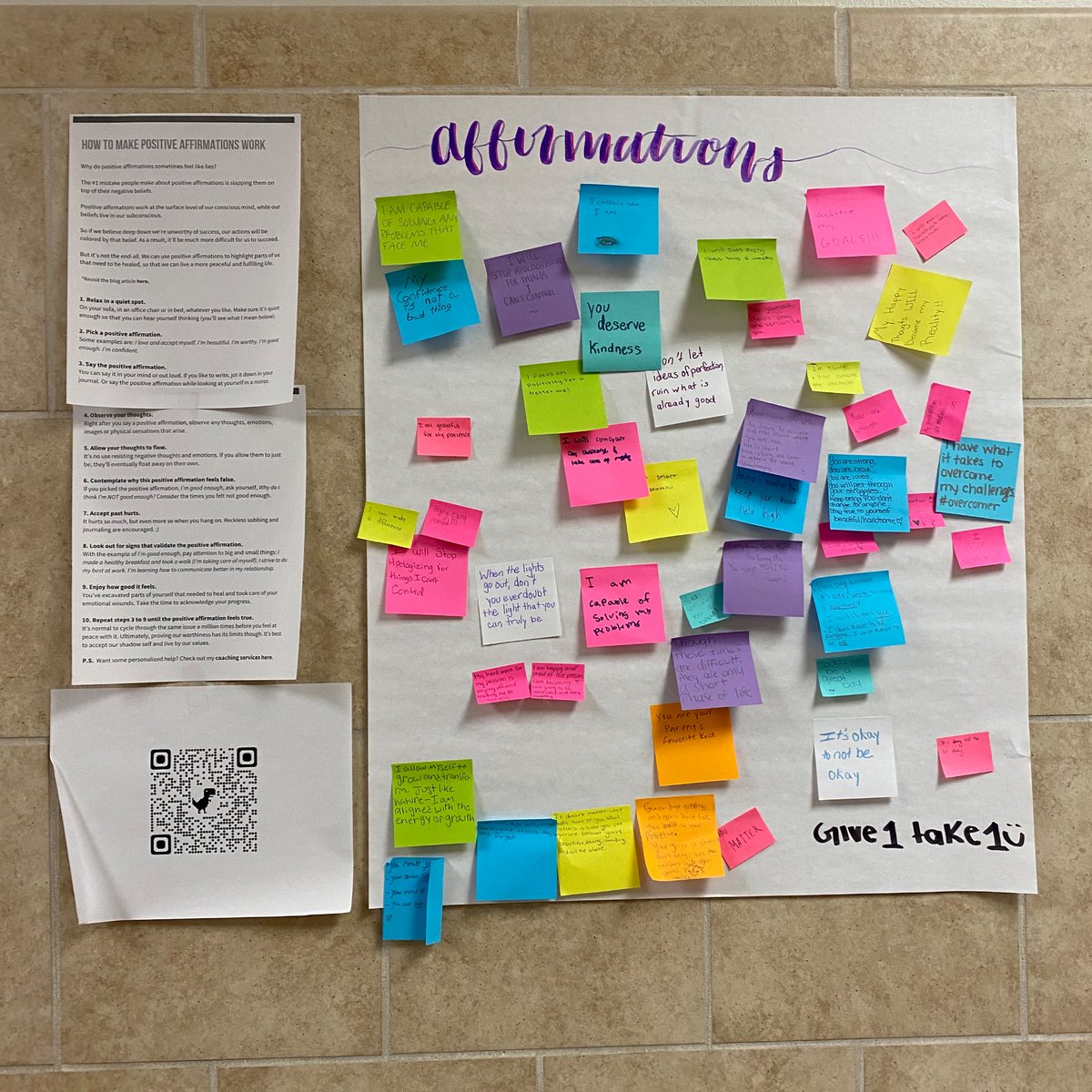 msram62's tweet photo. Loving @mrsawbaker โs positive affirmations activity! Students can take an affirmation when needed and write one when they feel inclined. I love that she includes extra resources (QR code) for students to inform themselves about SEL topics!
#VILS #MACVILS @MacArthurCards https://t.co/vngWWcuGk7