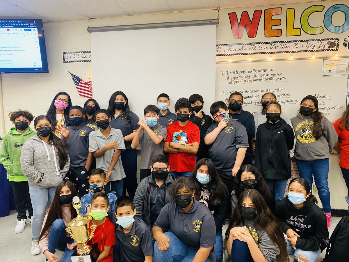 My 2nd period class earned the Attendance Trophy 🏆 #LetsGo 6th grade! 💪🏼