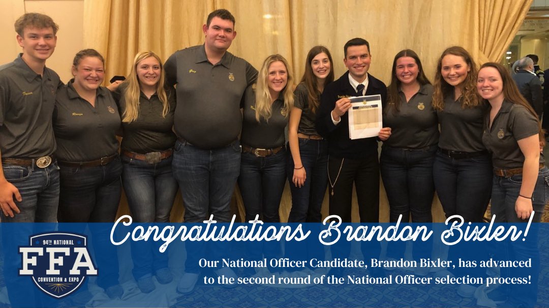 Shouting a HUGE congratulations to our National Officer Candidate, Brandon Bixler, on his advancement to the second round of the National Officer selection process! We are excited to see Brandon continue his journey through this upcoming week. We are #PAFFAPROUD!! 
#embraceffa