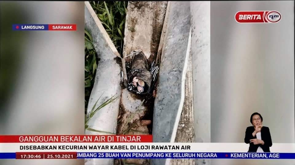 MIRI: GANGGUAN BEKALAN AIR DI TINJAR DISEBABKAN KECURIAN WAYAR KABEL DI LOJI RAWATAN AIR