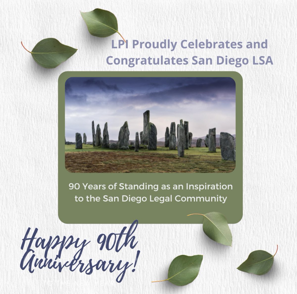 MeetLPI's tweet photo. Let’s congratulate @SDLSA on their 90th anniversary! #legalprofessionalsinc #meetlpi #90thanniversary https://t.co/BEpi5YpZoQ