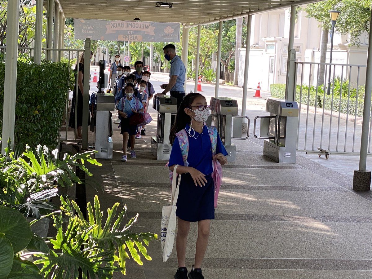 AISPPCambodia's tweet photo. Yesterday, AISPP welcomed our Foundation to Year 5 students back to campus for the first time since months of remote learning started. Back to school and looking cool. #aispp https://t.co/Qt8cSYTr3E