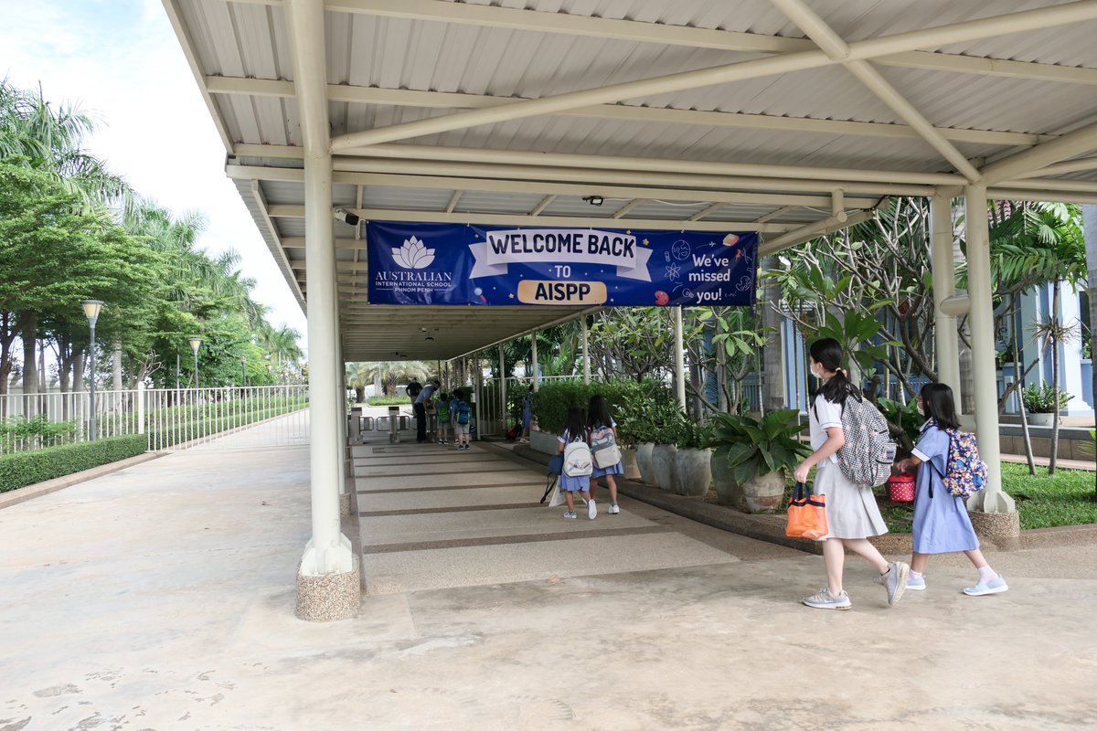 AISPPCambodia's tweet photo. Yesterday, AISPP welcomed our Foundation to Year 5 students back to campus for the first time since months of remote learning started. Back to school and looking cool. #aispp https://t.co/Qt8cSYTr3E