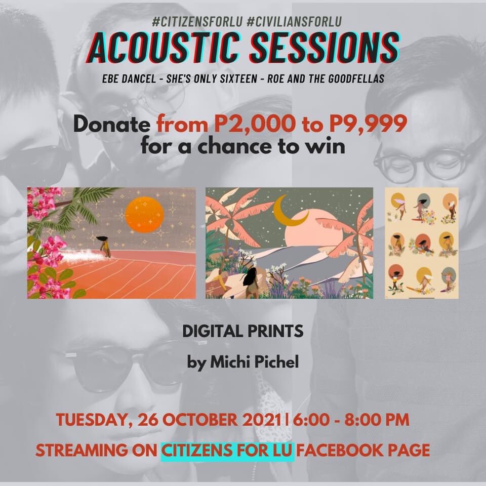 tinatonio's tweet photo. Donate any amount during Acoustic Sessions today, 6PM on our #CiviliansforLU for Lu FB Live and get the chance to win artwork from artists balance boards from Balbo, and a 2-night stay in Dalum Kubo. Our community's way of saying thank you for your kindness &amp; support https://t.co/FjIZPRAT7Z