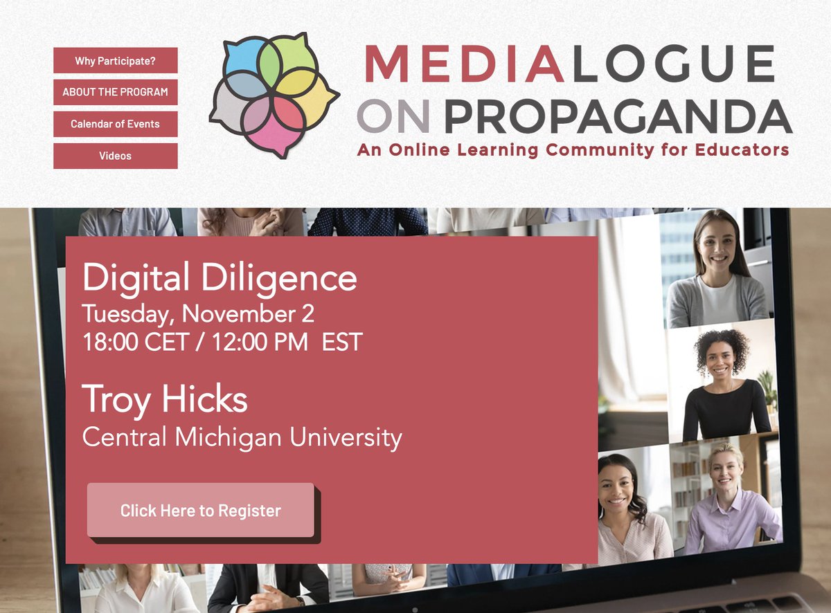 #twlz Community: Join us toi talk about Digital Diligence with <a href="/hickstro/">Troy Hicks</a> Tuesday, November 2 18:00 CET #medialiteracy #medienpädagogik #digitalkompe 
@Mededulab medialogues.de