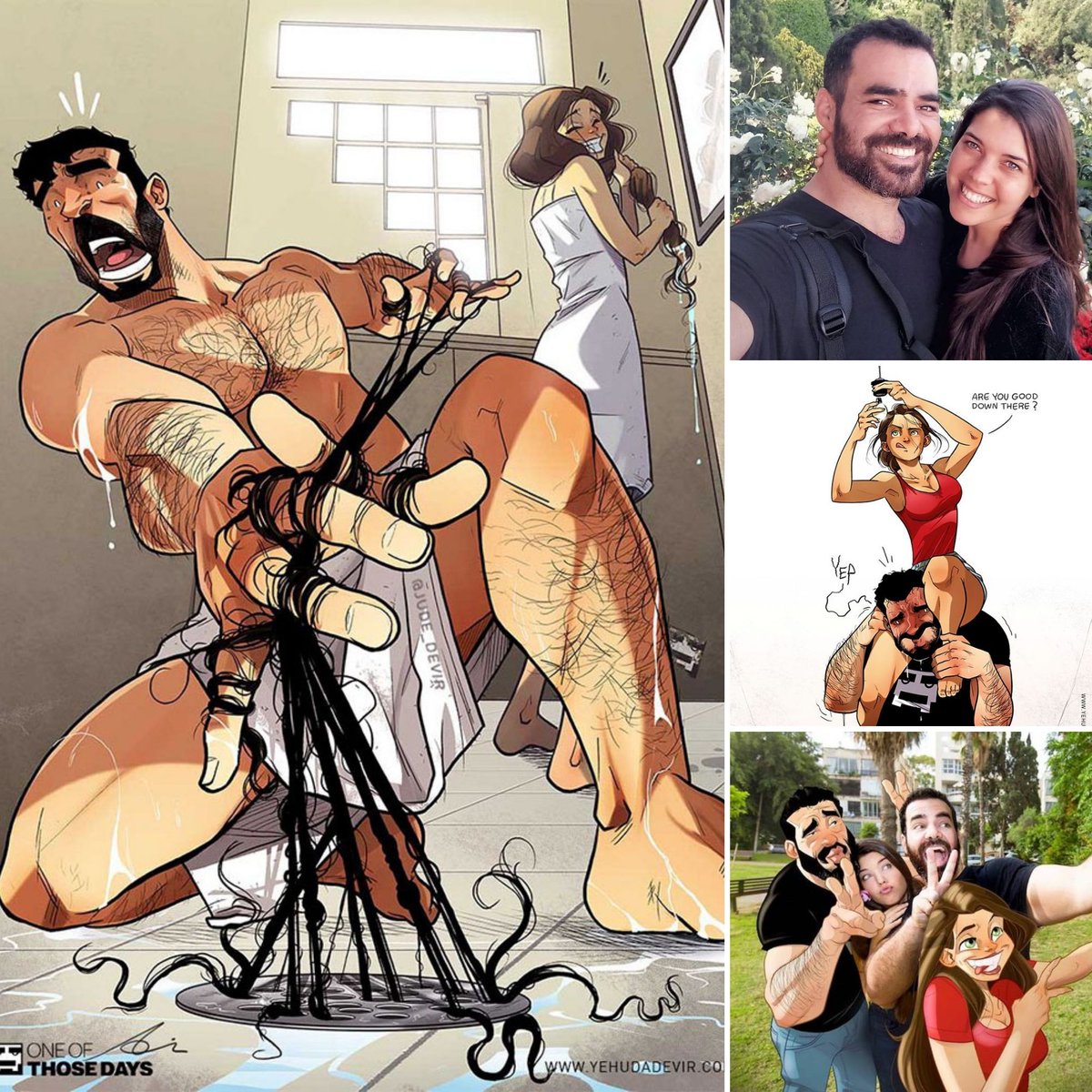 travelerdoor's tweet photo. The artist Yehuda Devir illustrates everyday life with his wife in funny cartoons. 🤩👀