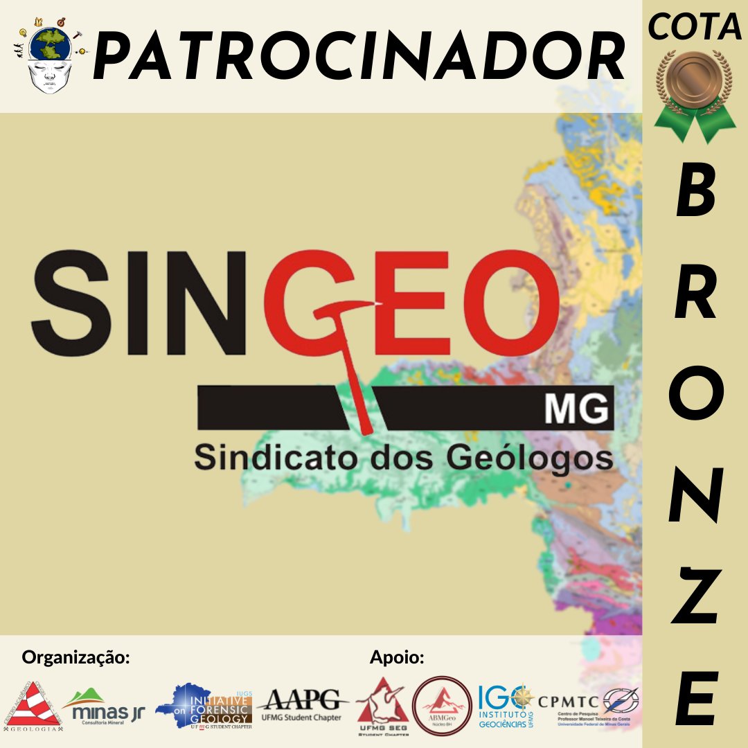 sgufmg's tweet photo. A XV Semana da #Geologia da #UFMG apresenta o SINGEO MG como patrocinador na Cota BRONZE! 

O Sindicato dos Geólogos no Estado de Minas Gerais (#SINGEO-MG) tem como base os Geólogos e Engenheiros Geólogos que atuam no Estado.

Acesse: https://t.co/ao6R5MQSo0

#geociências #sgufmg https://t.co/Mkxq8MjJhX