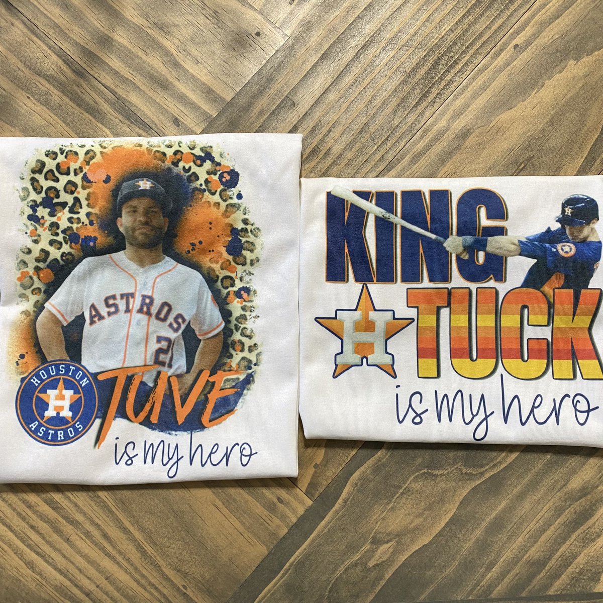 LeaE08's tweet photo. Tomorrow is superhero day at the girls school. They are ready! @astros @KTuck30 #ForTheH https://t.co/Xhb5DMt2c1