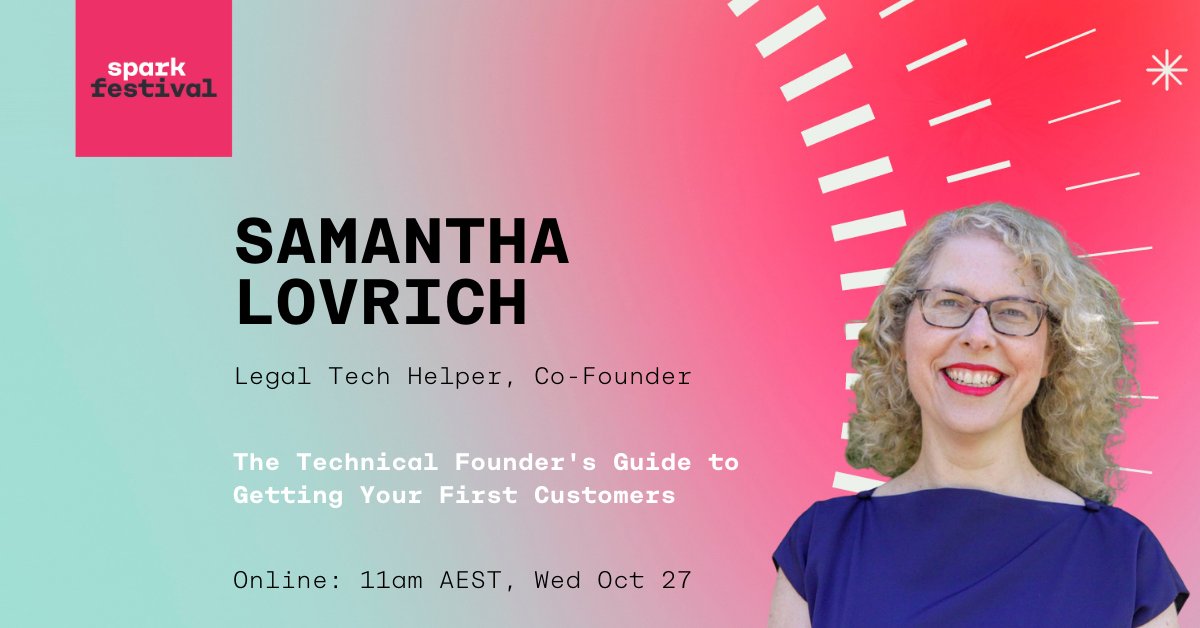 My excitement level is building!

I'll be speaking about <a href="/LegalTechHelper/">Legal Tech Helper</a> at <a href="/sparkfestivalau/">Spark Festival</a>, Australia's leading grassroots innovation and tech festival on 27 October at 11am - 12pm AEST. 

It's online and free - come along if you're curious! bit.ly/3EciLIf