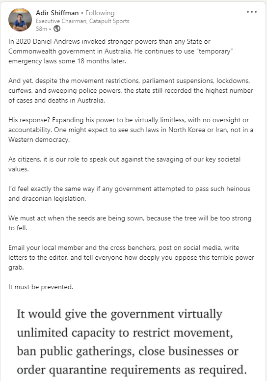 One quite successful businessman I follow on LinkedIn posted this today. I agree with every word. It must be stopped.