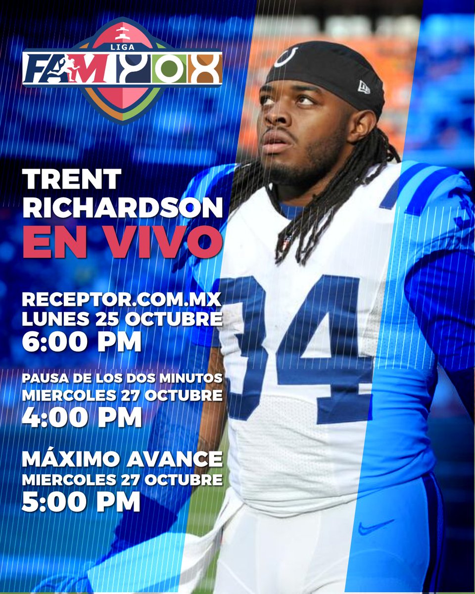 Soy_FAM's tweet photo. Quieres saber que piensa Trent Richardson acerca de FAM sintoniza a https://t.co/OY4bTIpBQh 
#FAMYOX2022 #RumboaFAM2022 #Estaremosjuntospronto #SomosFam  #SomosFAMilia #LaFAMiliadelFootball #FAMesFootball #FAMuneaMéxico https://t.co/cfCwot0qvT