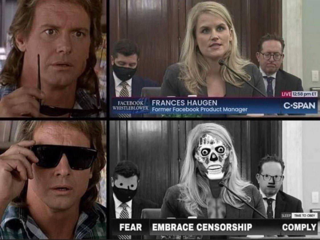 Copied: The “Facebook whistleblower” covered by mainstream news, covertly instilled the idea of mass censorship over the population. That was her overall message. Crazy some people thought this was cool.