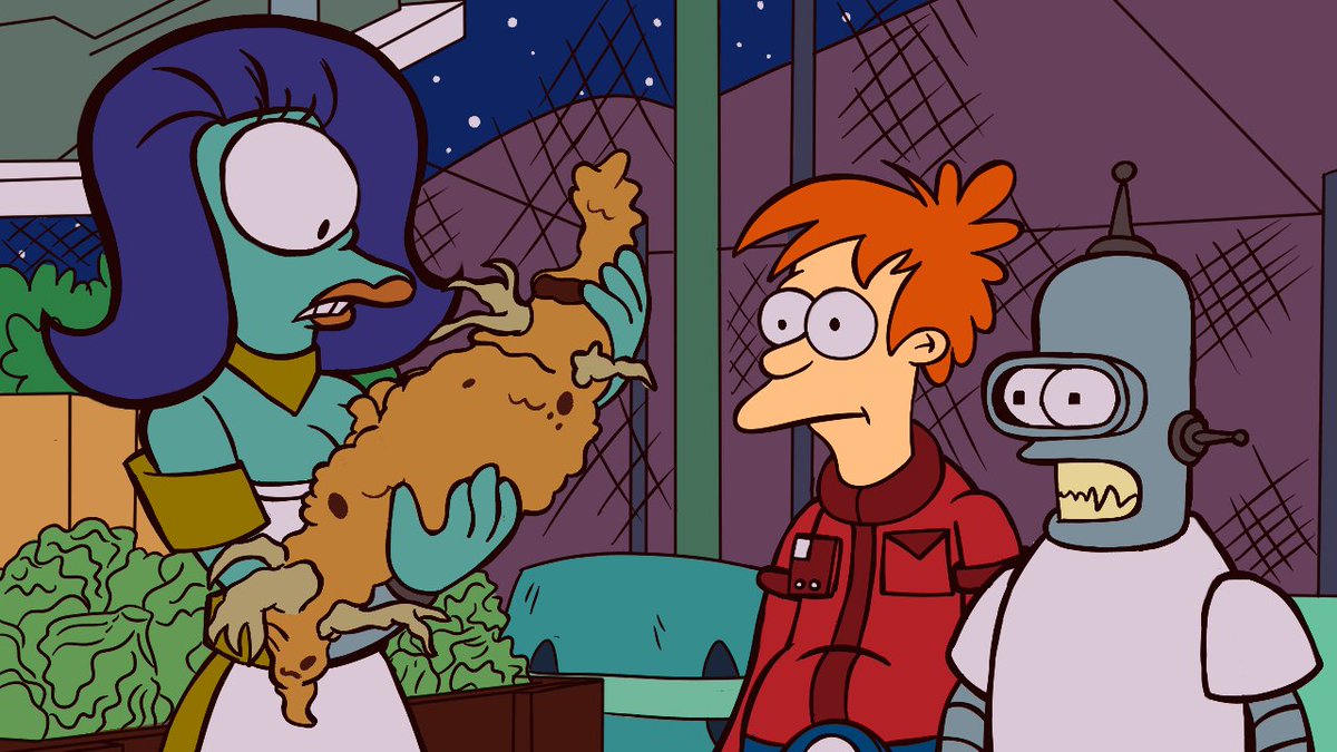 lado_starman's tweet image. What if Futurama aired around the same time, with the same production budget as the first season of The Simpsons? frame taken from @futurama_frames #futurama #art
