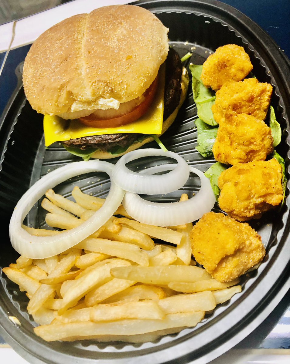 IAmAsIAm9's tweet photo. My smile is still ear to ear as 4 months ago after making this to realize it as a meatless cheeseburger and chicken nuggets.  Mesmerizing. Why not Go Vegan. 🤷🏽‍♂️ ……………………………… https://t.co/XCbe97E8tY