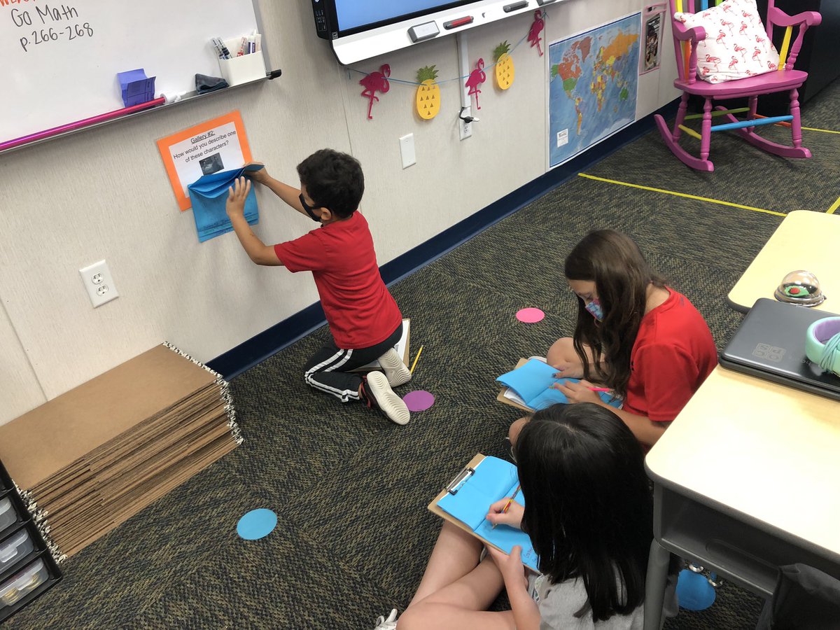MissJohnsonUCF's tweet photo. Students worked hard today during our poem gallery walk! They had flip books where they had to answer questions about story element. Their answers were wonderful! Keeping them engaged ✔️ @OCPSnews https://t.co/fQWJKqq3Og