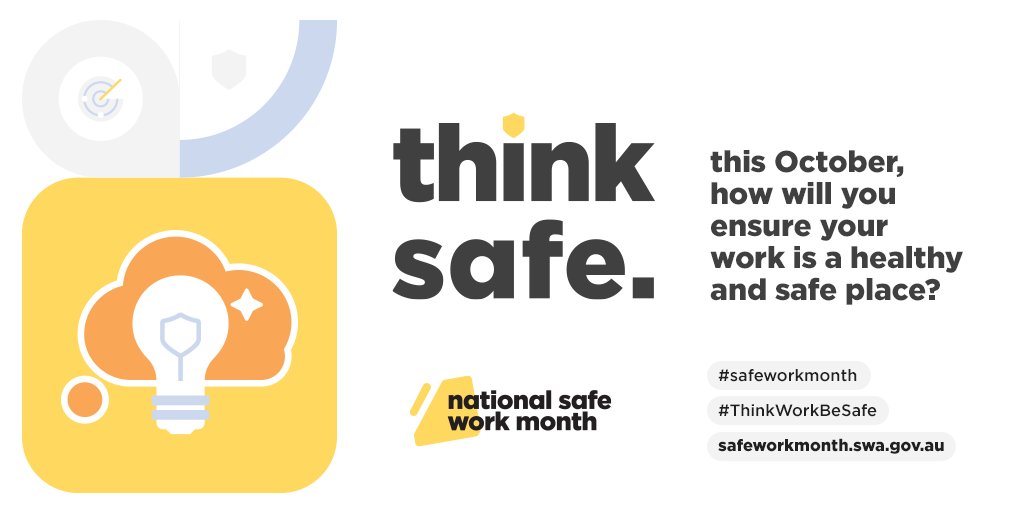 Aitken_Legal's tweet photo. October is National Safe Work Month and Safe Work Australia is asking employers to “commit to safe and healthy workplaces for all Australians.” Review your organisation’s safety culture, including safety performance, policies and procedures. #safeworkmonth #ThinkWorkBeSafe https://t.co/KK9ldQUINZ