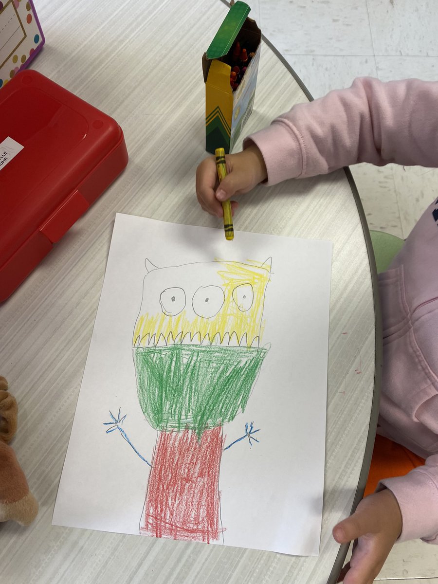 Halloween week- directed drawings of monsters followed by a reading of Go Away Big Green Monster! So much fun!