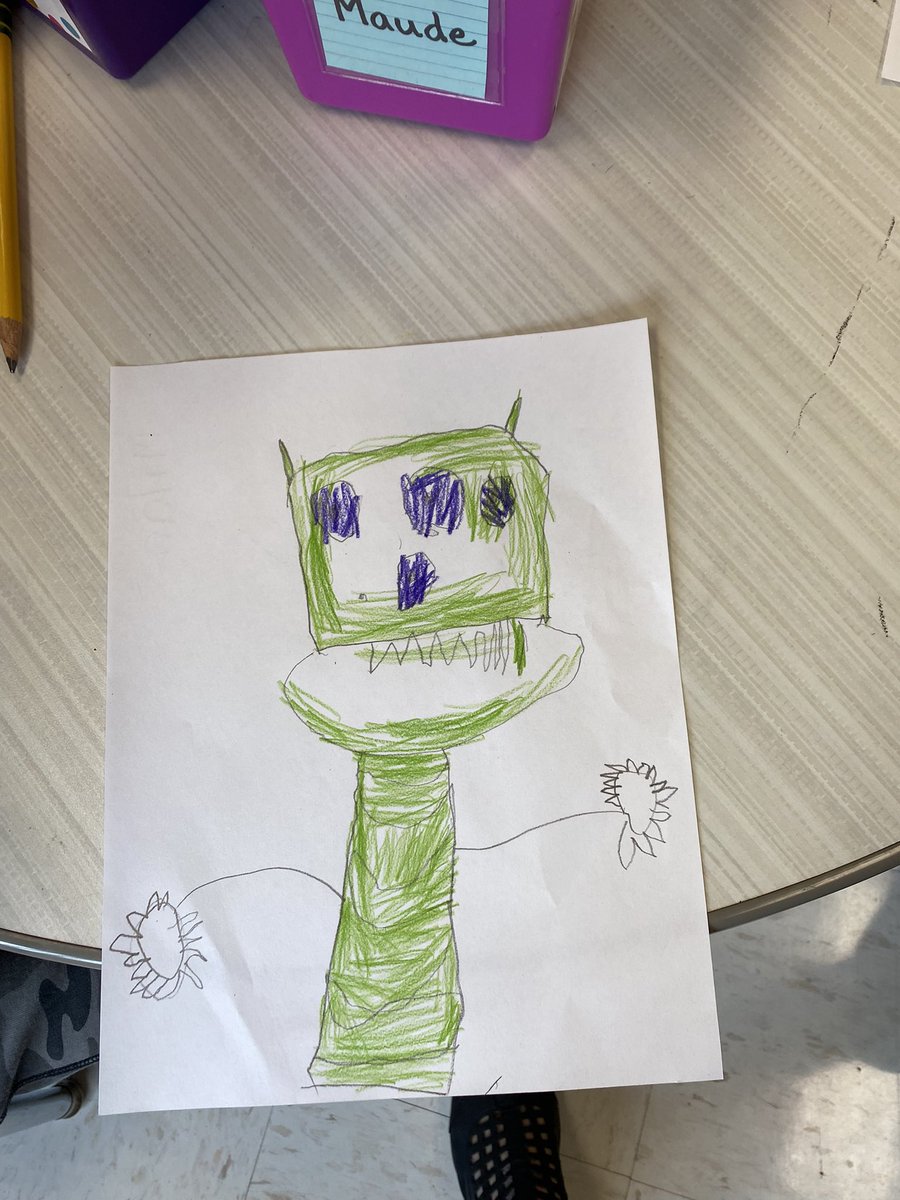 CaroleWidmayer's tweet photo. Halloween week- directed drawings of monsters followed by a reading of Go Away Big Green Monster! So much fun! https://t.co/sd0c3rOz0Q