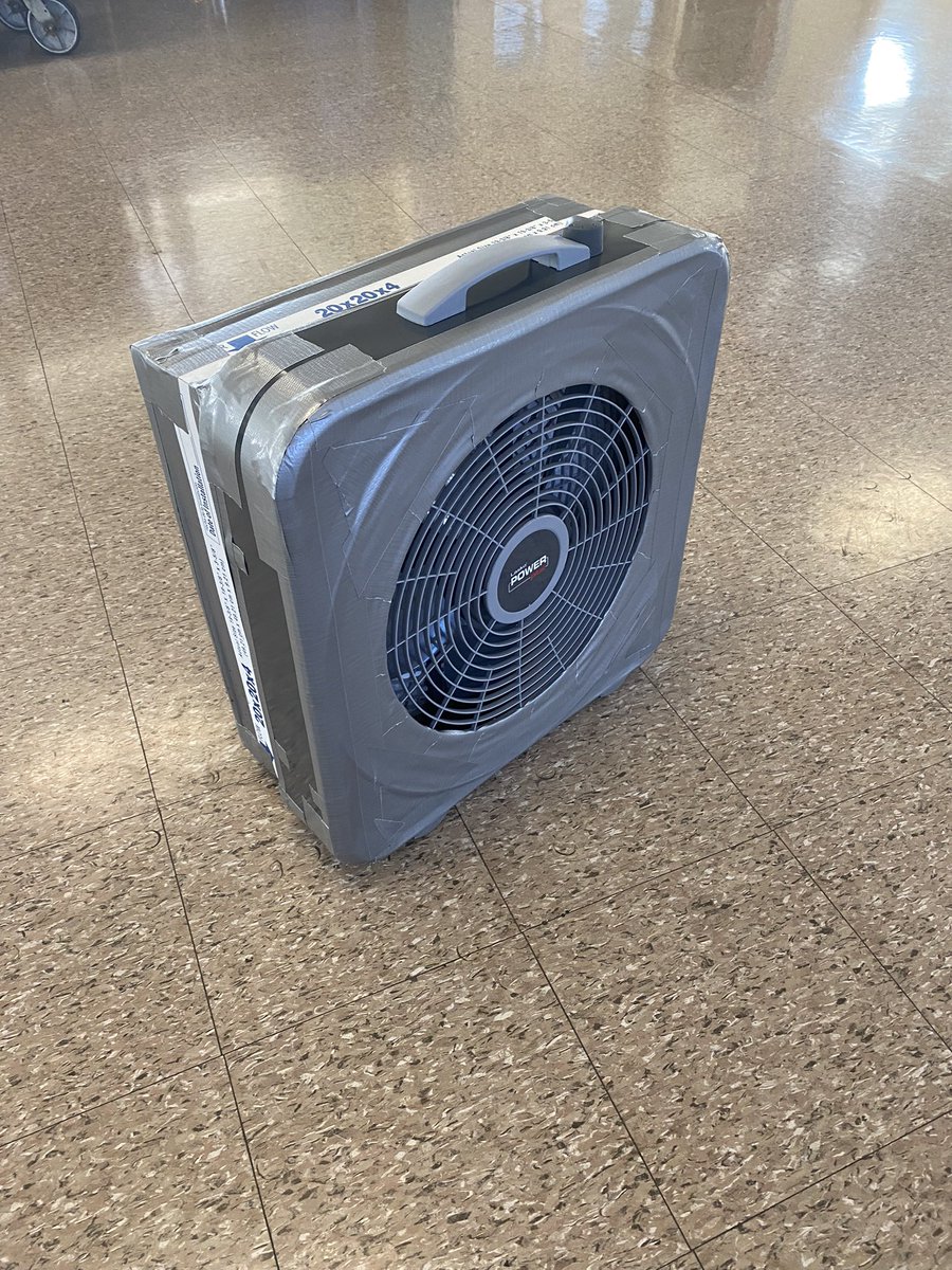 rcfong3's tweet photo. A variation on a Corsi/Rosenthal cube for a classroom when space may not allow a full-sized cube.  20x20x4 MERV13 filter with a 20x20x1 “panel” pre-filter that can be replaced to extend the life of the MERV13.
@SpeakUpAmerica_ @CorsIAQ @JimRosenthal4 @CleanAirCrewOrg https://t.co/HGQCRZmWS8