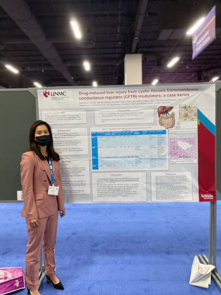 The @UNMC_GIHEP family is proud of @Michelle_le11 and her case series poster presentation. 

DILI from CFTR modulators 

Well done Dr Le!  Thank you for representing UNMC. 

@UNMC_IM @AmCollegeGastro 
#VaxxedNMasked 
#ACG2021