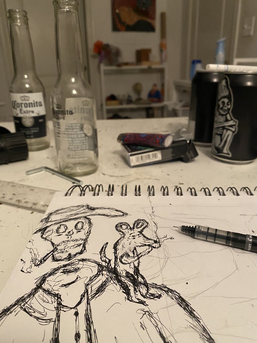 Sol_J_Cor's tweet photo. Nothing like some free drawing fuckery to unwind after a long day #ArtistOnTwitter #drinkinganddrawing https://t.co/n2wwnf68Us