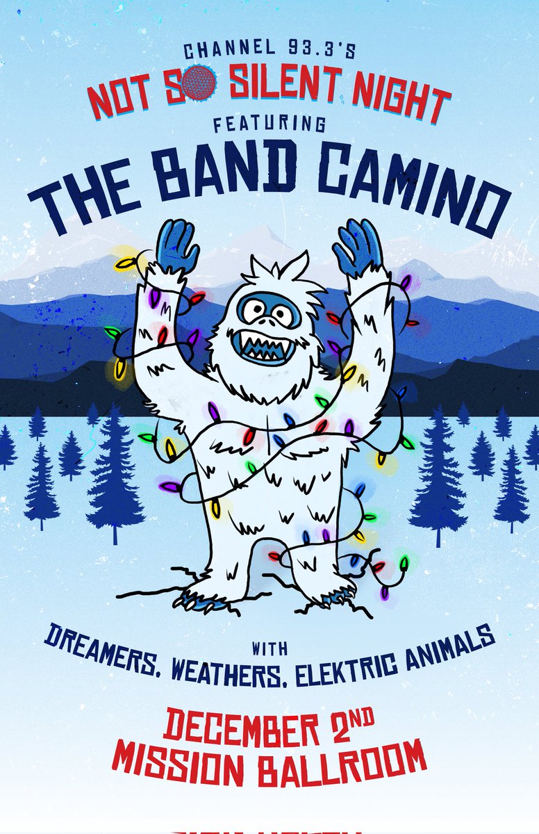 <a href="/KTCLchannel933/">KTCL Channel 93.3</a> presents Not So Silent Night <a href="/missionballroom/">mission ballroom</a> W/<a href="/thebandcamino/">The Band CAMINO</a> <a href="/DREAMERSjoinus/">DREAMERS</a> <a href="/Weathersband/">WEATHERS</a> and yours truly Elektric Animals. This show is going to be NUTS. Presale 10/28 at 10AM MST