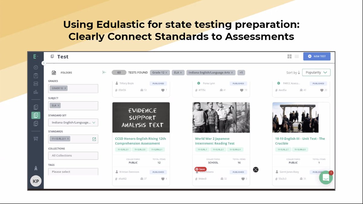 Edulastic's tweet photo. LIVE: Pro tips from @Model_Ed :
✅ Use the filters to find certified pre-made state test prep
✅ Share data with your department or PLC

#EdulasticLive #EdulasticforELA https://t.co/0APoY9eW1C