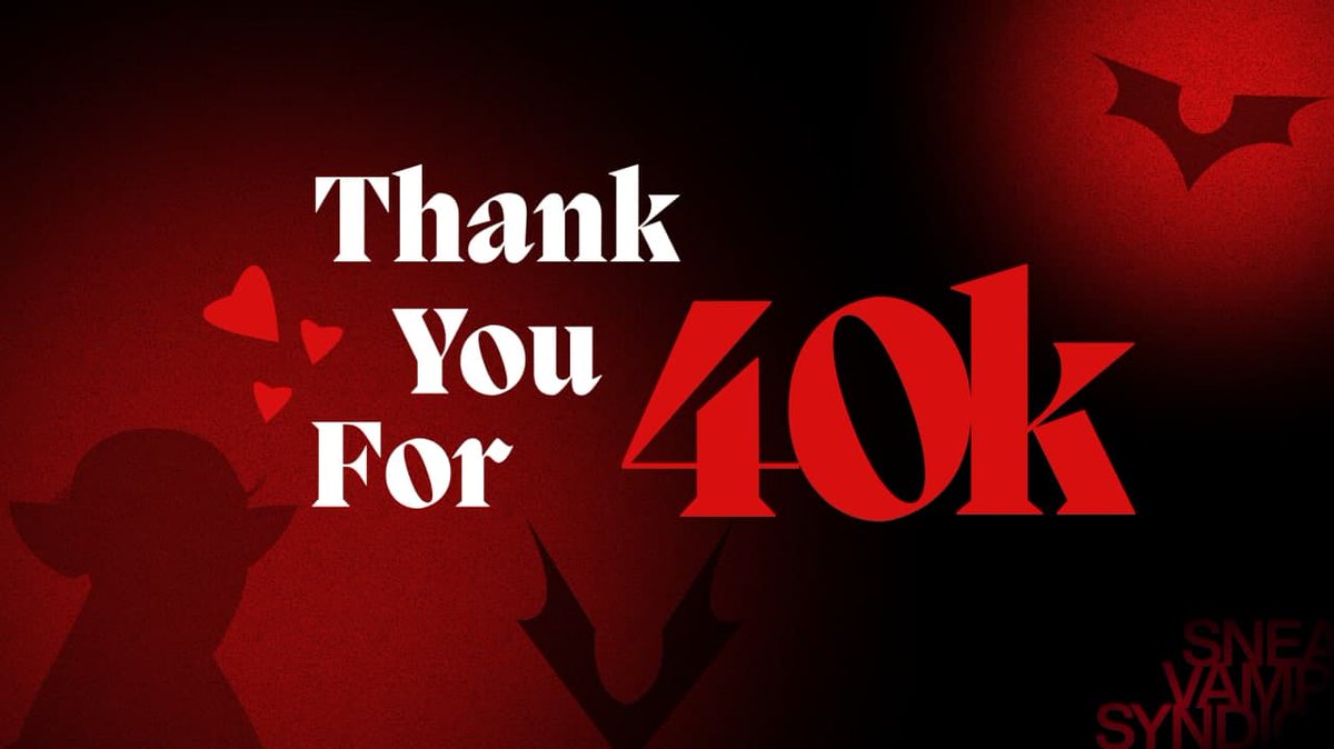 Thank you for helping us to reach 40,000 followers! 🧛‍♂️

To celebrate both this and our recent bat release, we are giving away two FREE bats to two random people who:

• Follow <a href="/SVSNFT/">Sneaky Vampire Syndicate</a>
• Retweet This Tweet! 🔁

Winners picked in 3 days - good luck! 🦇